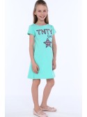 Girls\' dress with pockets, dark mint NDZ8149 - Online store - Boutique